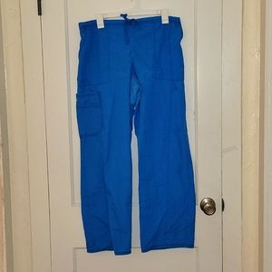 Women's Size Medium Light Blue Drawstring Cargo Style Scrub Bottoms